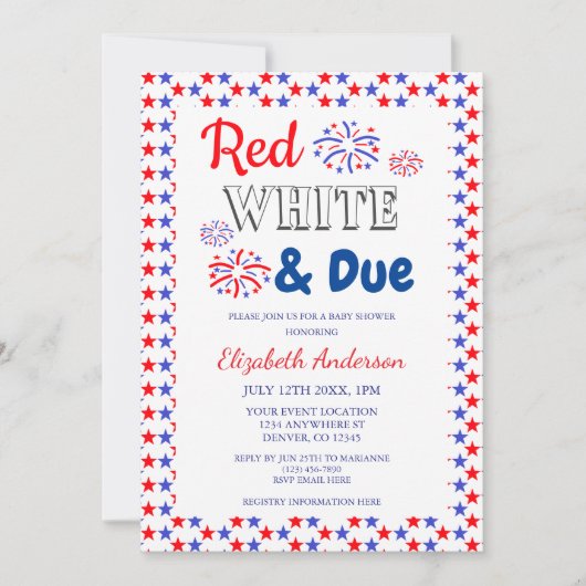 Rood, wit en opvallend Baby shower Kaart (Voorkant)