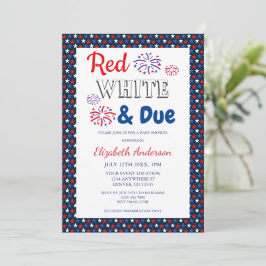 Rood, wit en opvallend Baby shower Kaart (Staand voorkant)