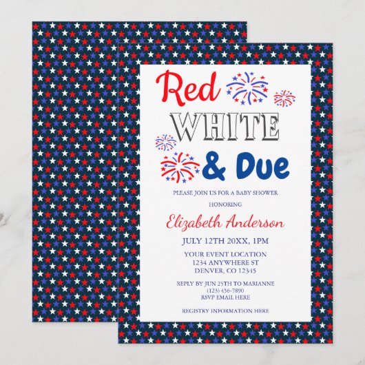 Rood, wit en opvallend Baby shower Kaart (Voorkant / Achterkant)