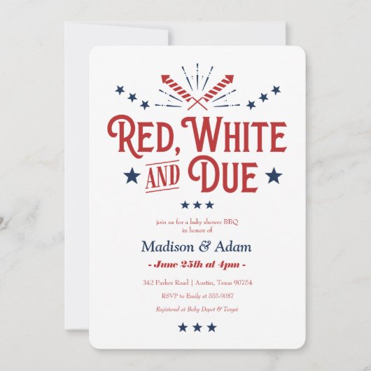 Rood, wit en opvallend Patriottisch Baby shower Kaart (Voorkant)