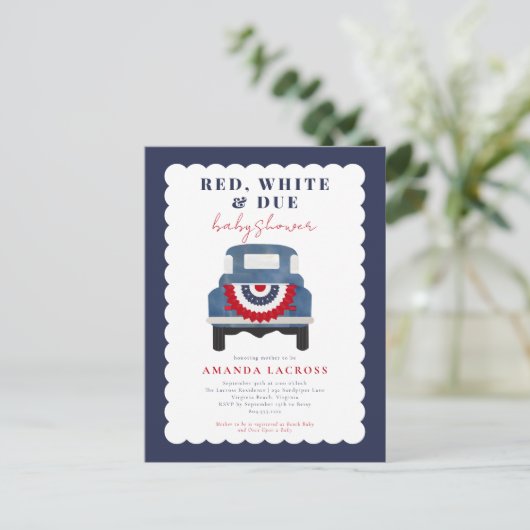 Rood wit en patriottisch Baby shower Briefkaart (Staand voorkant)