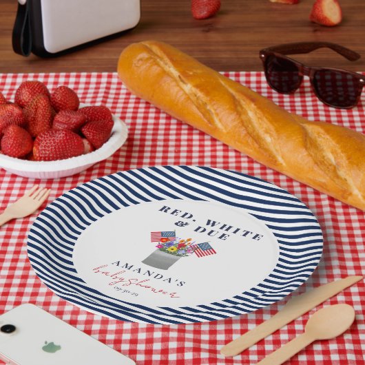 Rood wit en patriottisch Baby shower Papieren Bordje (Picknick)