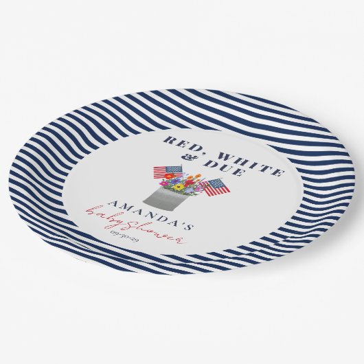 Rood wit en patriottisch Baby shower Papieren Bordje (Gekanteld)