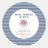 Rood wit en patriottisch Baby shower Ronde Sticker (Voorkant)
