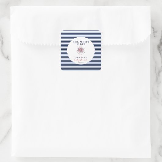 Rood wit en patriottisch Baby shower Vierkante Sticker (Tas)