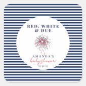 Rood wit en patriottisch Baby shower Vierkante Sticker (Voorkant)