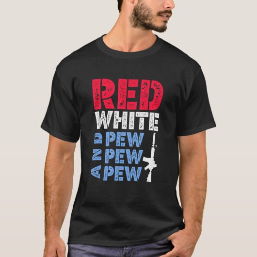 Rood wit en Pew Pew Pew Apparel T-shirt (Voorkant)