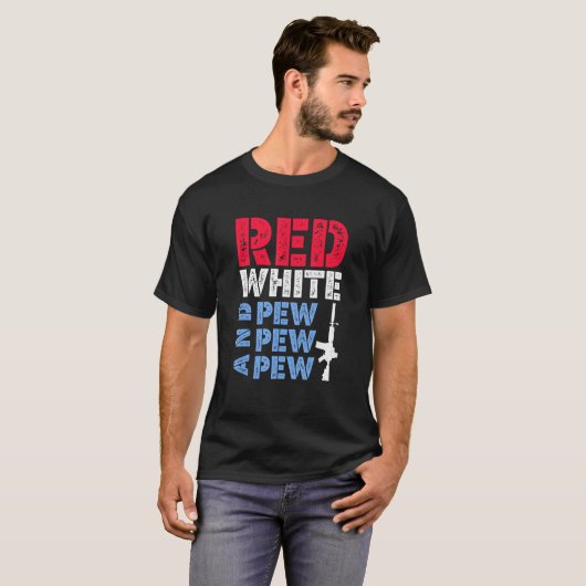 Rood wit en Pew Pew Pew Apparel T-shirt (Voorkant volledig)