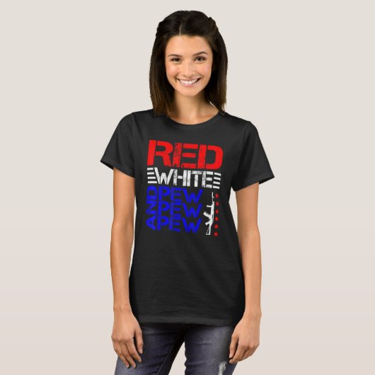 Rood wit en Pew Pew Pew T-shirt (Voorkant volledig)
