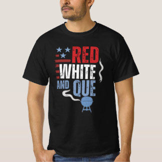 Rood Wit en Que Patriottische BBQ Geschenken T-shirt