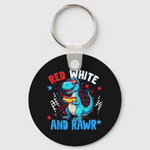 Rood Wit En Rawr Dinosaur T Rex Patriottisch 4e Va Sleutelhanger