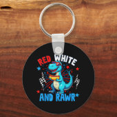 Rood Wit En Rawr Dinosaur T Rex Patriottisch 4e Va Sleutelhanger (Voorkant)