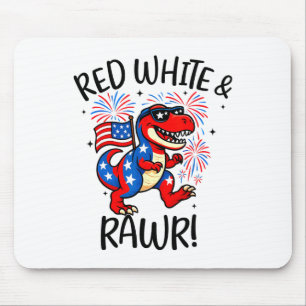 Rood Wit En Rawr Grappige Dino T-rex Dinosaurus 4e Muismat