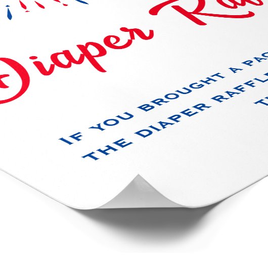 Rood wit en recht Baby shower luier Raffle teken Poster (Hoek)