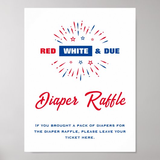 Rood wit en recht Baby shower luier Raffle teken Poster (Voorkant)