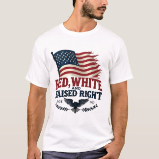 Rood, wit en rechts getogen met American Eagle T-shirt