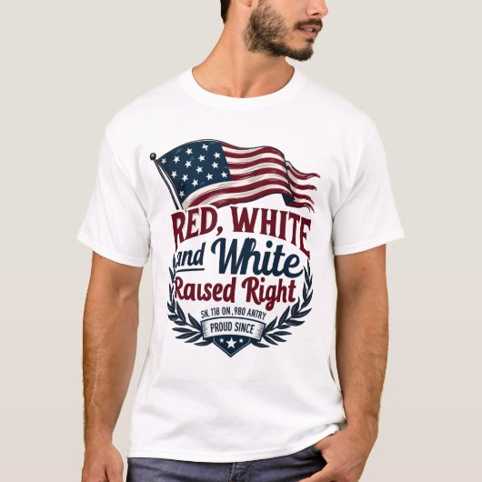 Rood, wit en rechts omhoog t-shirt (Voorkant)