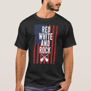 Rood Wit En Rock Gitaar 4 Juli Onafhankelijkheid T-shirt