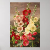 Rood, wit en roze hollyhocks, Christensen Poster (Voorkant)