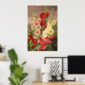 Rood, wit en roze hollyhocks, Christensen Poster (Thuiskantoor)
