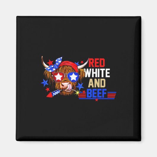 Rood wit en rundvlees 4th van juli vee Amerikaanse Magneet (Voorkant)