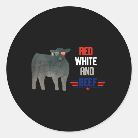 Rood wit en rundvlees ronde sticker (Voorkant)