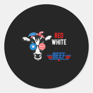 rood wit en rundvlees vsa vlag 4th of juli fu ronde sticker