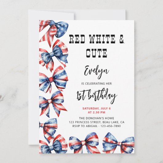 Rood Wit en Schattige Bogen Enige Leeftijd Kindere Kaart (Voorkant)