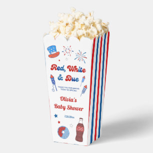 Rood, Wit en Schulden Baby Shower Popcorn Bedankdoosjes