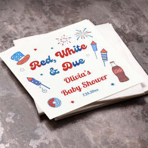 Rood, Wit en Schulden Baby Shower Servet