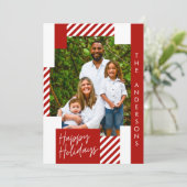 Rood wit en snoepriet kleurrijke kerst foto feestdagenkaart (Staand voorkant)