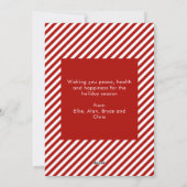 Rood wit en snoepriet kleurrijke kerst foto feestdagenkaart (Achterkant)