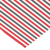 Rood wit en steenkool grijze strepen korte tafelloper (Hoek)