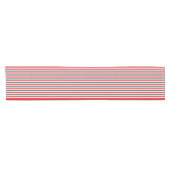 Rood wit en steenkool grijze strepen korte tafelloper (Horizontaal)