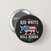 Rood Wit en Stierrijden Amerikaanse Cowboy's  Ronde Button 5,7 Cm (Voorkant /achterkant)