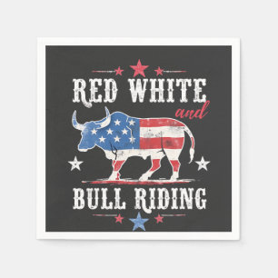 Rood Wit en Stierrijden Amerikaanse Cowboy's  Servet
