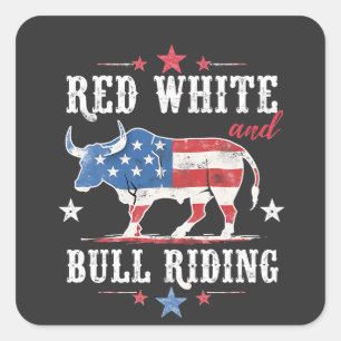 Rood Wit en Stierrijden Amerikaanse Cowboy's Vierkante Sticker