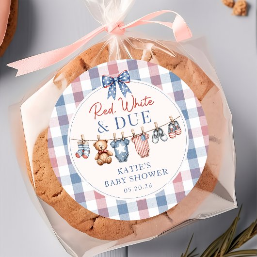 Rood Wit en Te Verschonenlijn Baby Shower Sticker