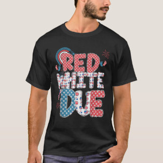 Rood wit en te verwachten zwangerschap aankondigin t-shirt