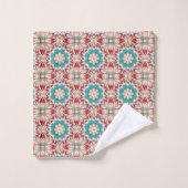 Rood Wit En Teal  Bad Handdoek Set (Wasdoekje)
