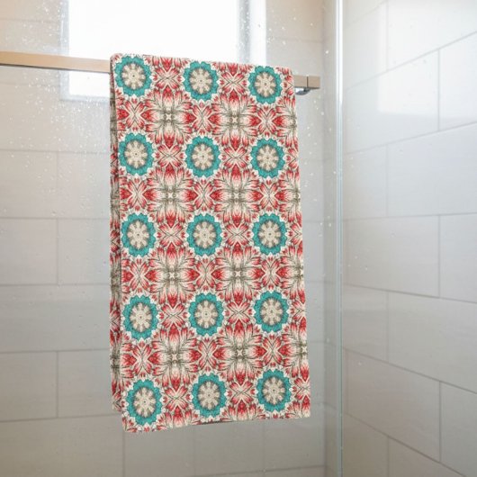 Rood Wit En Teal  Bad Handdoek Set