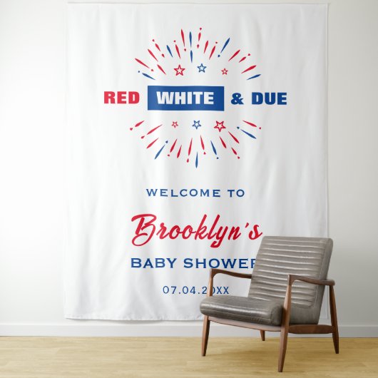 Rood wit en toe 4 juli Baby shower achtergrond Wandkleed (In situ)