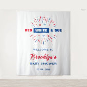 Rood wit en toe 4 juli Baby shower achtergrond Wandkleed (Voorkant)