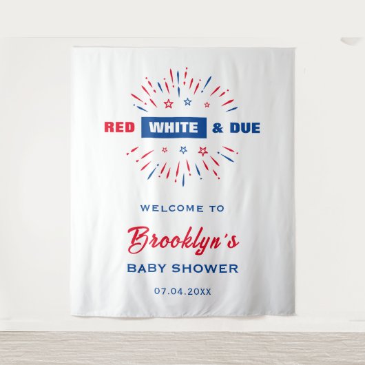 Rood wit en toe 4 juli Baby shower achtergrond Wandkleed (Voorkant)