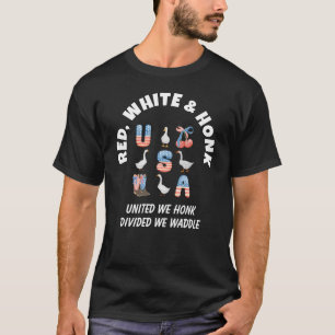 ROOD WIT EN TOETER Leuk USA Gans 4 juli T-shirt