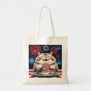 Rood, wit en tonijn – 4 juli Cat Canvas tas