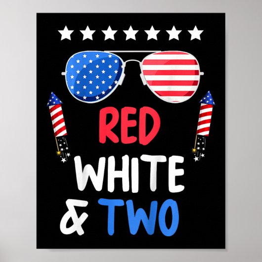 Rood wit en twee 2e verjaardag 4 juli Indepen Poster (Voorkant)