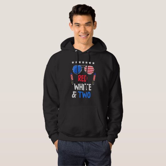 Rood wit en twee 2e verjaardag op 4 juli onafhanke hoodie (Voorkant volledig)