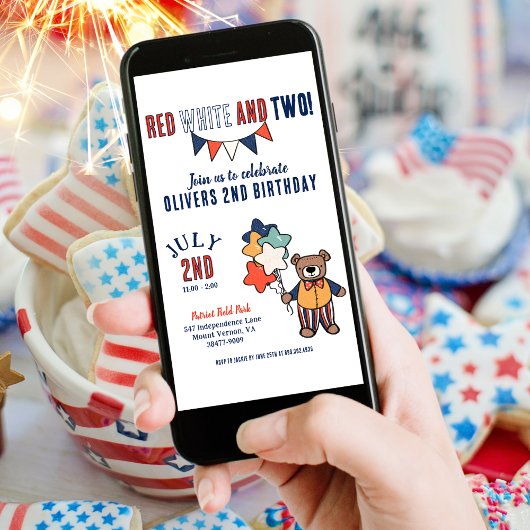 Rood, Wit, en Twee 2e Verjaardagspartij Kaart