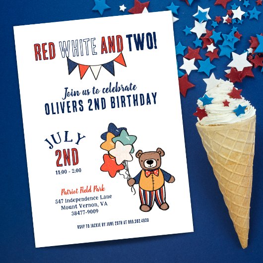 Rood, Wit, en Twee 2e Verjaardagspartij Kaart
